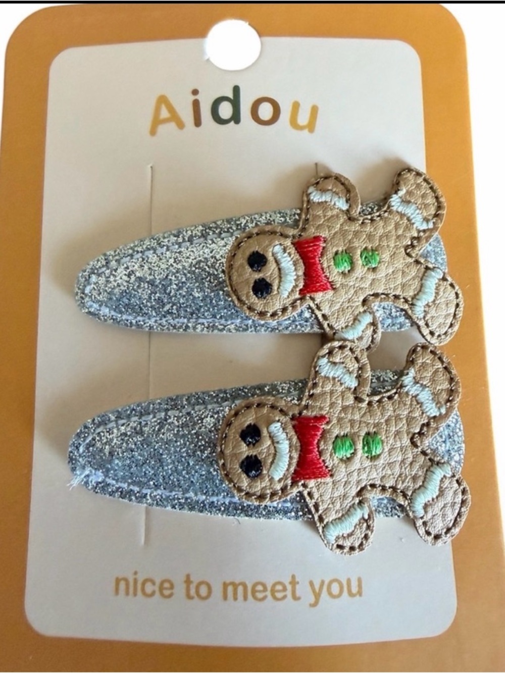 Gingerbread Hairclips- Set of 2